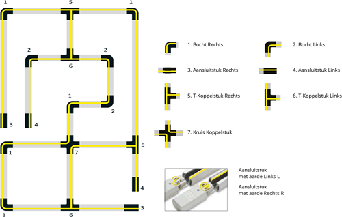 3-Fase Rail 90° Bocht Links Zwart-1