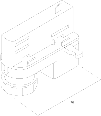 3-Fase Rail Universele Adapter 70mm Grijs
