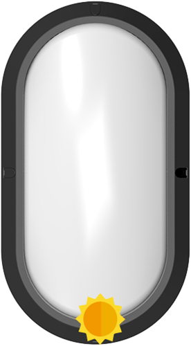 Pragmalux LED Bulkhead Ovalo IP65 5W 3000K-4000K 2-CCT 450lm Zwart Ø270x148mm + Daglichtsensor
