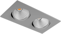 Pragmalux LED Inbouwspot Ponto Vierkant 2V 2x24W 3000K CRI>90 36° 2x3100lm Ø245x130 Buitenmaat - Gatmaat Ø232x112 Grijs