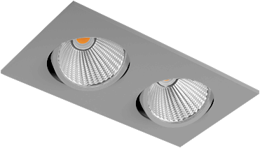 Pragmalux LED Inbouwspot Ponto Vierkant 2V 2x24W 3000K CRI>90 36° 2x3100lm Ø245x130 Buitenmaat - Gatmaat Ø232x112 Grijs