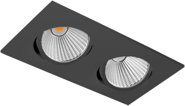 Pragmalux LED Inbouwspot Ponto Vierkant 2V 2x24W 3000K CRI>90 36° 2x3100lm Ø245x130 Buitenmaat - Gatmaat Ø232x112 Zwart