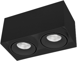 Pragmalux LED Opbouwspot Kaja 2V 2x11W 2700K CRI>93 38° 2x660lm Ø200x100 Buitenmaat - Hoogte Ø100 Zwart - Dimbaar