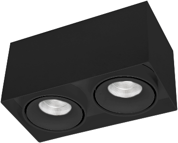 Pragmalux LED Opbouwspot Kaja 2V 2x11W 3000K CRI>93 38° 2x700lm Ø200x100 Buitenmaat - Hoogte Ø100 Zwart - Dimbaar