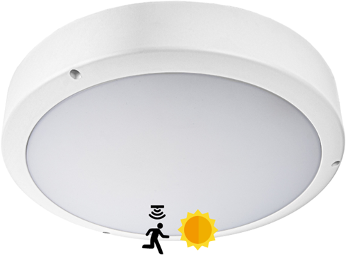 Pragmalux LED Bulkhead Venus G2 IP65 8W-18W 3000K-5000K 3-CCT 900-2025lm Ø300 + Step-dim daglicht & bewegingssensor Excl. Ring