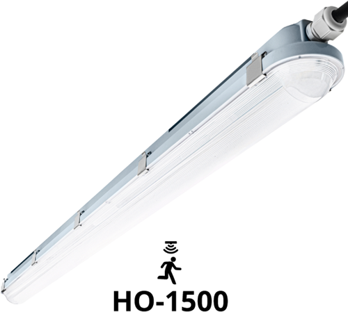 Pragmalux LED TL Waterdicht Armatuur Hermes IP66 150cm 36-61W 4000K 6000-10200lm 5x2,5mm Doorvoerbedrading (2x80W) + Bewegingssensor