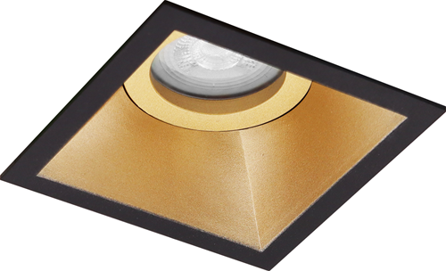 Pragmalux Inbouwspot Zena Vierkant Kantelbaar Zwart/Goud - Incl. GU10 Fitting