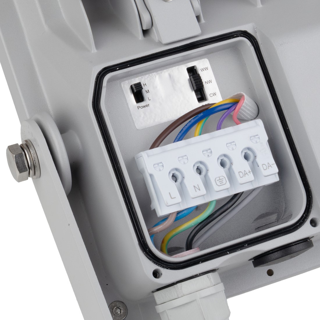 Pragmalux LED Projektør Auva G3 IP66 C4 180-300W 3000K-5000K 3CCT 30300-51500lm asymmetrisk grå RAL9006 DALI2