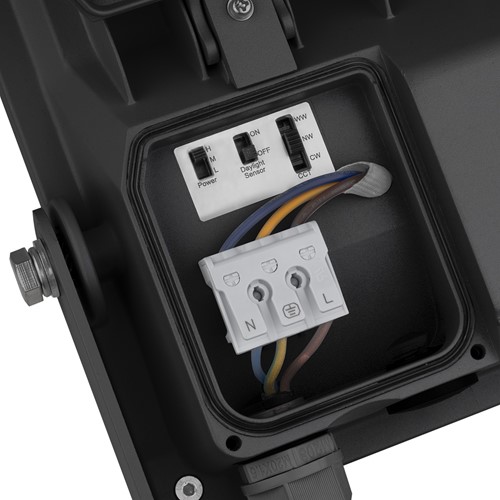 Pragmalux LED Breedstraler Auva G3 IP66 C4 120-200W 3000K-5000K 3CCT 19500-32500lm asymmetrisch incl. photocell zwart RAL9004-5