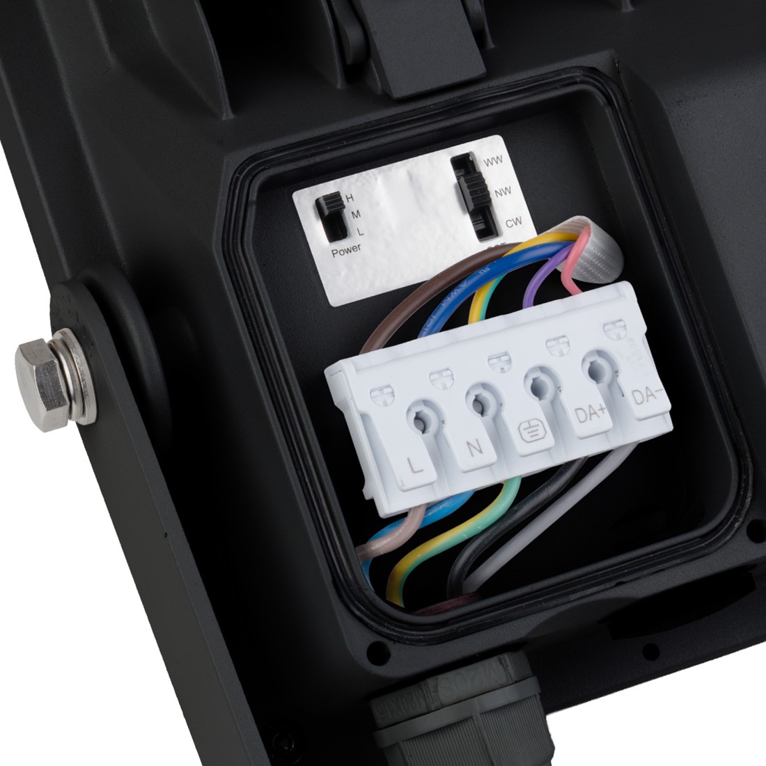 Pragmalux LED projektør Auva G3 IP66 C4 300-500W 3000K-5000K 3CCT 50000-85000lm asymmetrisk sort RAL9004 DALI2