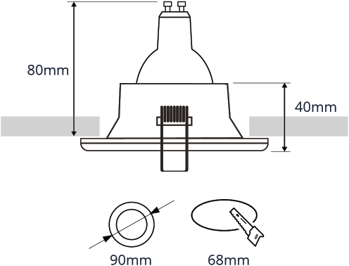 Pragmalux indbygget spot Bado IP65 rund hvid RAL9003 - inkl. GU10 fitting