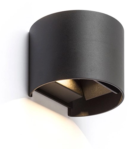 Pragmalux LED Wandarmatuur Blocq halfrond Up/Down IP65 2x3W 360lm 2700-3000-4000K 3CCT CRI>90 instelbare lichtbundel 0-120° zwart - fase dimbaar-1