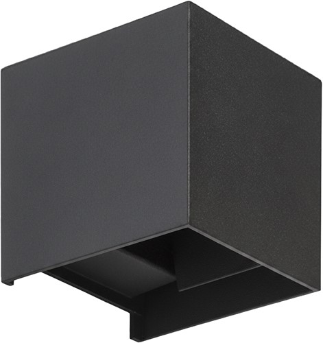 Pragmalux LED Wandarmatuur Blocq Up/Down IP65 2x3W 360lm 2700-3000-4000K 3CCT CRI>90 instelbare lichtbundel 0-120° zwart - fase dimbaar
