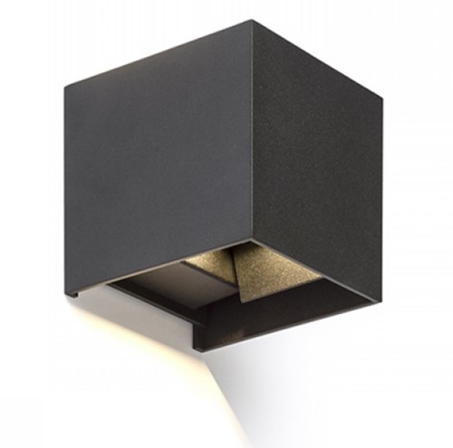 Pragmalux LED Wandarmatuur Blocq Up/Down IP65 2x3W 280lm 2000-3000K dim to warm CRI>90 instelbare lichtbundel 0-120° zwart - fase dimbaar-1