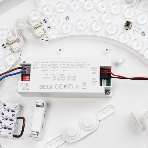 Pragmalux LED Plafonnière / Pendelarmatuur Plano-M Wit Ø360 IP54 IK07 15-30W 1600-3300lm 3000K-4000K 2-CCT + DALI + noodmodule 1H autotest-4