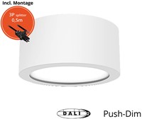 Pragmalux LED Downlight Essence G2 IP54 wit opbouw max. 21W 3000K-6000K 3-CCT max. 2450lm 100D  incl. TCI DALI Driver incl. 3P snoer /splitter, 1 in 2 uit