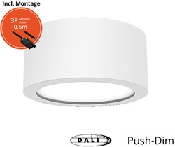 Pragmalux LED Downlight Essence G2 IP54 wit opbouw max. 15W 3000K-6000K 3-CCT max. 1650lm 100D  incl. TCI DALI Driver incl. 3P snoer