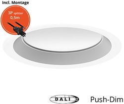 Pragmalux LED Downlight Essence G2 IP54 wit standaard max. 21W 3000K-6000K 3-CCT max. 2450lm 100D incl. TCI DALI Driver incl. 3P snoer /splitter, 1 in 2 uit