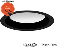 Pragmalux LED Downlight Essence G2 IP54 zwart standaard max. 21W 3000K-6000K 3-CCT max. 2450lm 100D incl. TCI DALI Driver incl. 3P snoer