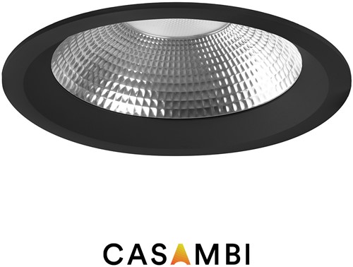 Pragmalux LED Downlight Mondial IP54 facet zwart standaard 16W 1700-1800lm 3000K-3500K-4000K 3-CCT CRI>90 UGR<19 60D BØ146 - GØ120-130 +TCI Casambi Driver