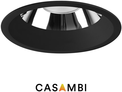 Pragmalux LED Downlight Mondial IP54 hoogglans zwart verdiept 25,5W 3050-3200lm 3000K-3500K-4000K 3-CCT CRI>90 UGR<19 60D BØ226 - GØ200-210 +TCI Casambi Driver