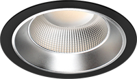 Pragmalux LED Downlight Essence UGR IP54 zwart max. 21W 3000K-6000K 3-CCT max. 2800lm 60D Ø226 Buitenmaat - Gatmaat Ø200 UGR<19 Excl. LED Driver