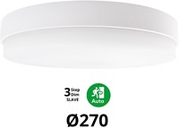 Pragmalux LED Plafonnière / Wandarmatuur Dura-S Wit Ø270 IP64 IK10 4-9W 375-1000lm 2200K-2700K 2-CCT 3-step dim (100-10%) slave = geen sensor & noodmodule 1uur zelftest