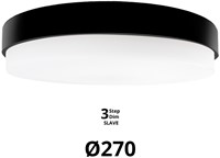 Pragmalux LED Plafonnière / Wandarmatuur Dura-S Zwart Ø270 IP64 IK10 4-9W 450-1100lm 3000K-3500K-4000K 3-CCT 3-step dim (100-10%) slave = geen sensor