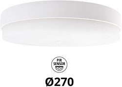 Pragmalux LED Plafonniere / Wandarmatuur Dura-S Wit 270 IP64 IK10 4-9W 375-1000lm 2200K-2700K 2-CCT + PIR sensor