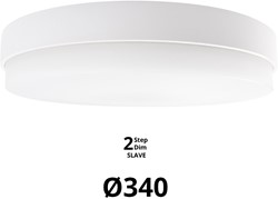 Pragmalux LED Plafonnière / Wandarmatuur Dura-M Wit Ø340 IP64 IK10 8-18W 750-2075lm 2200K-2700K 2-CCT 2-step dim (100-10%) slave = geen sensor