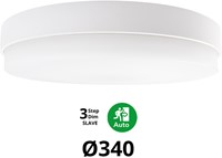 Pragmalux LED Plafonnière / Wandarmatuur Dura-M Wit Ø340 IP64 IK10 8-18W 750-2075lm 2200K-2700K 2-CCT 3-step dim (100-10%) slave = geen sensor & noodmodule 1uur zelftest