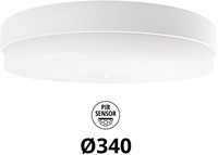 Pragmalux LED Plafonniere / Wandarmatuur Dura-M Wit 340 IP64 IK10 8-18W 750-2075lm 2200K-2700K 2-CCT + PIR sensor
