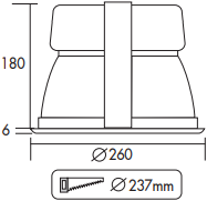 Pragmalux LED Downlight Lono 260 Facet IP40 18W 4000K 2580lm Ø260 Buitenmaat - Gatmaat Ø237 UGR<16-4