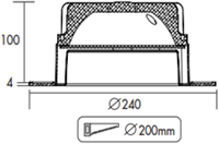 Pragmalux LED Downlight Mado 240 Hoogglans IP44 18W 3000K 2370lm Ø240 Buitenmaat - Gatmaat Ø200 UGR<19-1