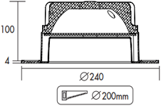Pragmalux LED Downlight Mado 240 Hoogglans IP44 18W 3000K 2370lm Ø240 Buitenmaat - Gatmaat Ø200 UGR<19-1