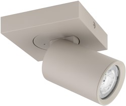 Pragmalux opbouwarmatuur Esta vierkant single kantelbaar Ø55 khaki RAL1019 - incl. GU10 Fitting
