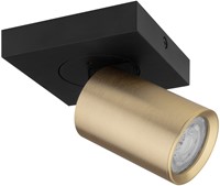 Pragmalux opbouwarmatuur Esta vierkant single kantelbaar Ø55 zwart RAL9004/messing RAL1001 - incl. GU10 Fitting