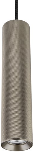 Pragmalux 3-fase rail pendelarmatuur Fendi pendellengte 120cm bronze RAL7048 diamond knurling met zwarte adapter - incl. GU10 Fitting-1