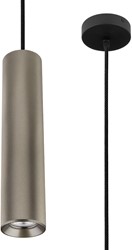 Pragmalux pendelarmatuur Fendi pendellengte 120cm bronze RAL7048 diamond knurling met zwarte plafondkap - incl. GU10 Fitting