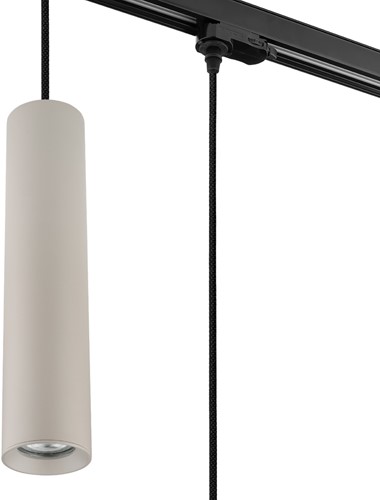 Pragmalux 3-fase rail pendelarmatuur Fendi pendellengte 120cm khaki RAL1019 met zwarte adapter - incl. GU10 Fitting