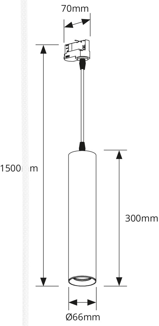 Pragmalux 3-faset skinne-pendellampe Fendi pendelende længde 120 cm sort RAL9004 med sort adapter - inkl. GU10 Montering