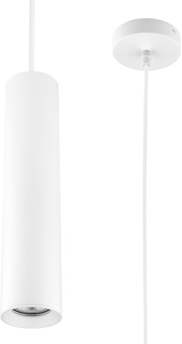 Pragmalux pendelarmatuur Fendi pendellengte 120cm wit RAL9003 met witte plafondkap - incl. GU10 Fitting