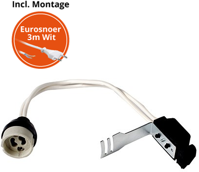 GU10 Fitting inkl. Quick Connector-boks og Euro-kabel 3m hvid RAL9003