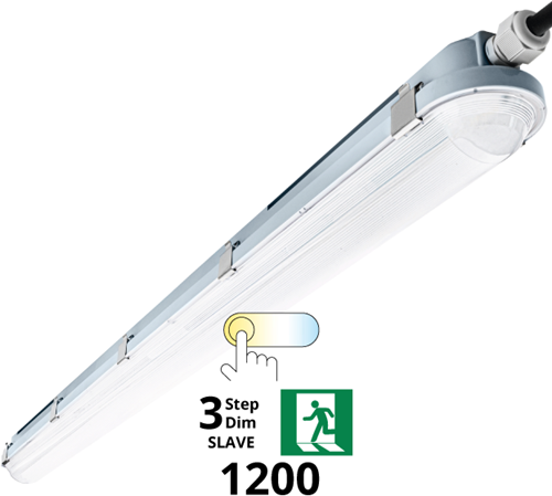 Pragmalux LED TL Waterdicht Armatuur Hermes IP66 120cm 35W 3000K-6000K 3-CCT 5000lm 5x2,5mm dvb (2x36W) 3-STEP DIM (100-10%-uit) SLAVE + Nood