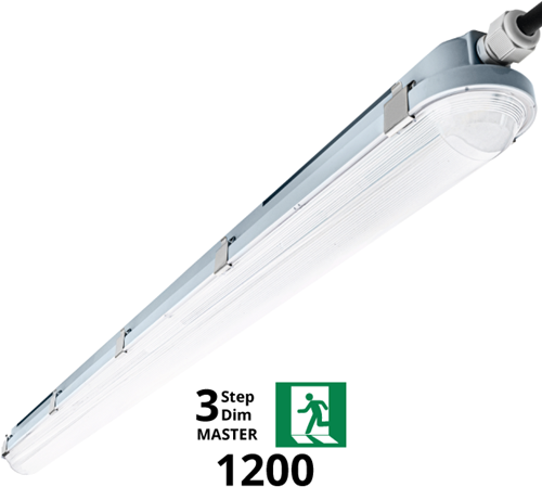 Pragmalux LED TL Waterdicht Armatuur Hermes IP66 120cm 35W 4000K 5100lm (2x36W) 3-STEP DIM (100-10%-uit) MASTER + Nood