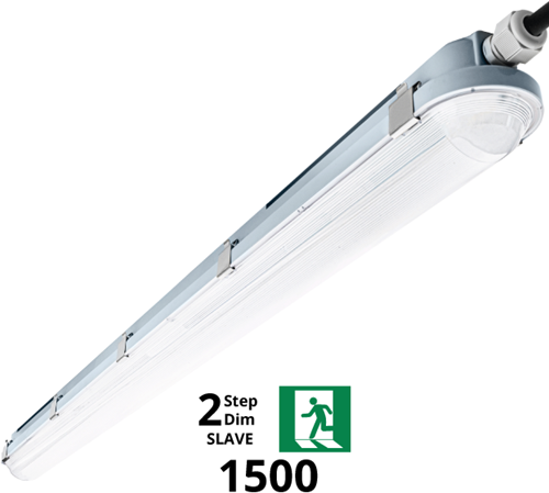 Pragmalux LED TL Waterdicht Armatuur Hermes IP66 150cm 42W 4000K 6100lm (2x58W) 2-step dim (100-10%) slave = geen sensor & noodmodule 3 uur manueel