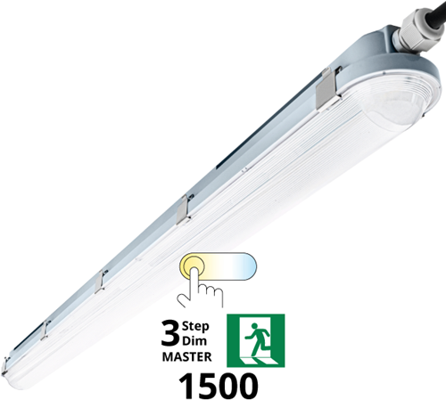 Pragmalux LED TL Waterdicht Armatuur Hermes IP66 150cm 53W 3000K-6000K 3-CCT 7700lm 5x2,5mm dvb (2x58W) 3-STEP DIM (100-10%-uit) MASTER + Nood