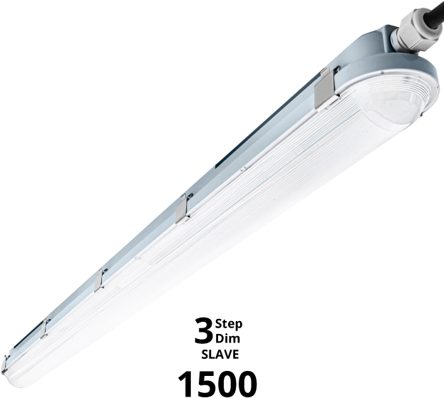 Pragmalux LED TL vandtæt armatur Hermes IP66 150cm 42W 4000K 6100lm (2x58W) 3-trins dæmpet (100-10%-off) slave = ingen sensor