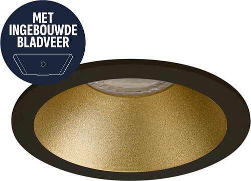 Pragmalux Inbouwspot met bladveren Apollo Rond Verdiept zwart RAL9004/goud RAL1003 - Incl. GU10 Fitting