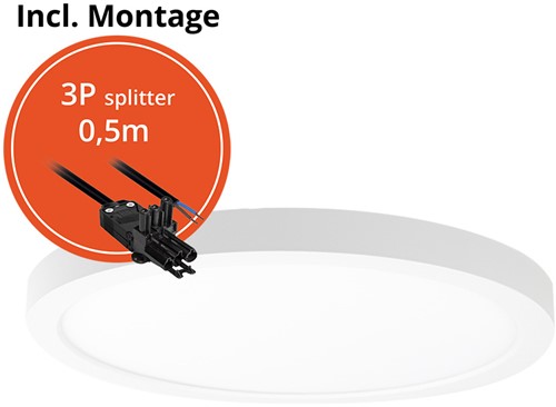 Pragmalux  LED Inbouw Downlight Luna G2 wit IP44 7-18W 3000K-6000K 3-CCT 915-2630lm Ø217 B - G Ø65-185 + externe Philips Driver incl.3P snoer/splitter, 1 in 2 uit